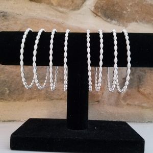 Set of 8 Silvertone Stretch Bracelets